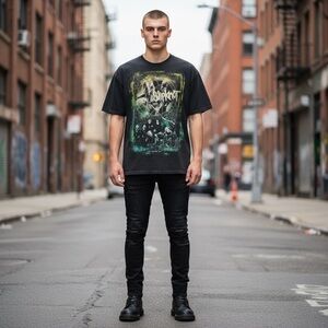 Hanes Vintage Slipnot Green/Yellow Des Moines Iowa 2001 Two Sided T-Shirt